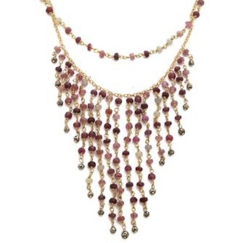 NEW Anthropologie x Ela Rae Freda 2 Layer Ruby Necklace